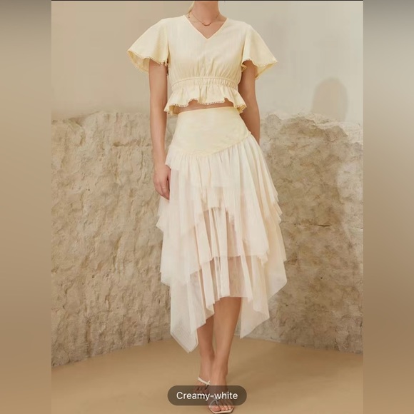 NWOT Boho ballerina creamy white tiered skirt - M and L - Picture 3 of 3